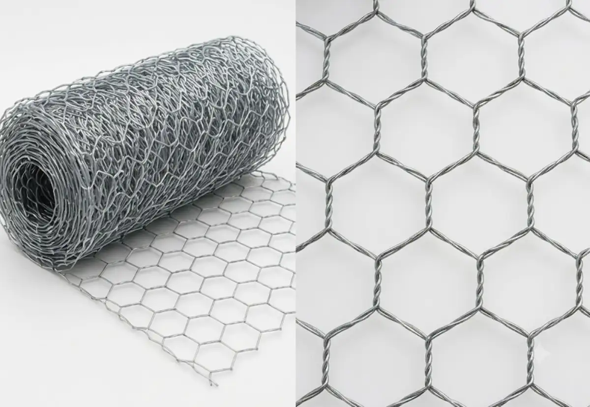 Hexagonal metal wire mesh pattern